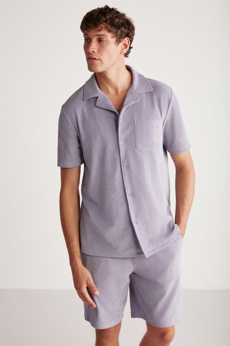 TOMAS Örme Relaxed Mor  Gömlek