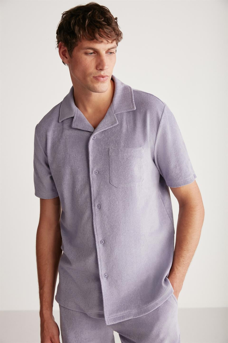 TOMAS Örme Relaxed Mor  Gömlek