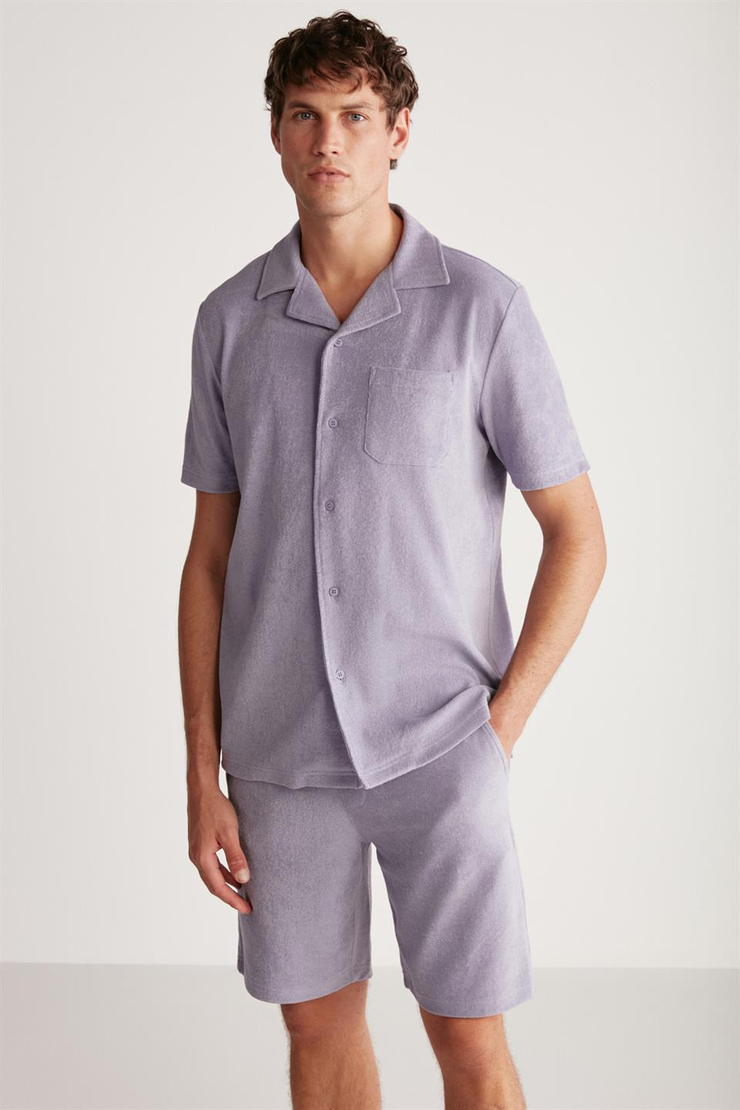 TOMAS Örme Relaxed Mor  Gömlek