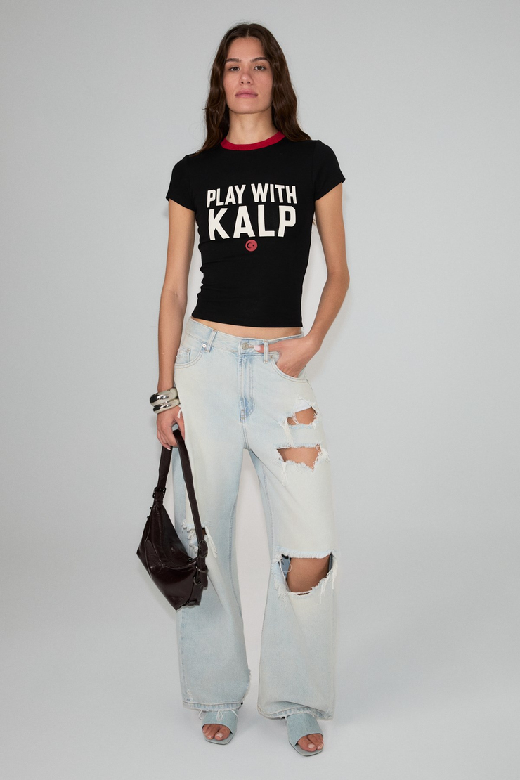 TOMRIS Kadın Yumuşak Ve Esnek Kumaşlı Organik Pamuklu Dünya Kupasına Özel Baskılı Siyah T-Shirt