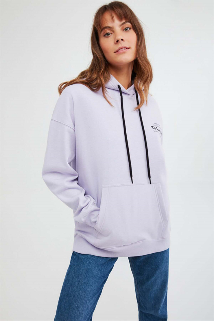 TOVE Örme Oversize Lila  Sweatshirt