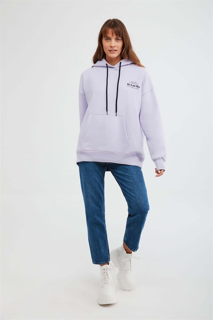 TOVE Örme Oversize Lila  Sweatshirt