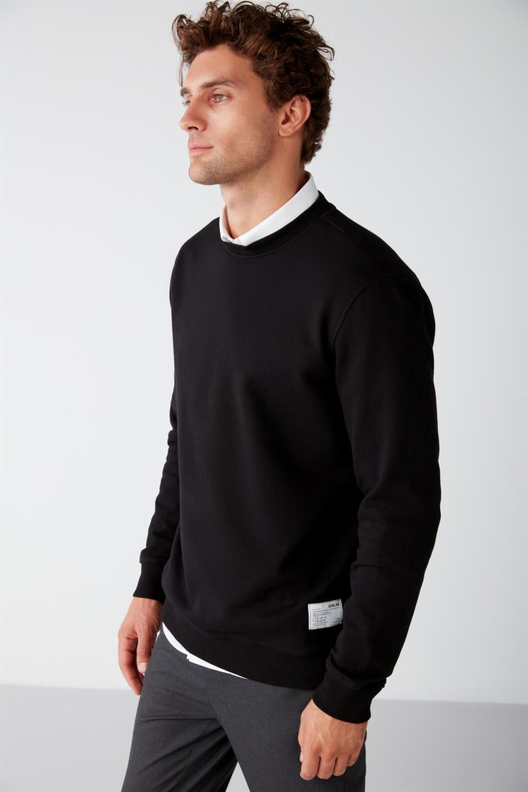TRAVIS Örme Regular Siyah  Sweatshirt