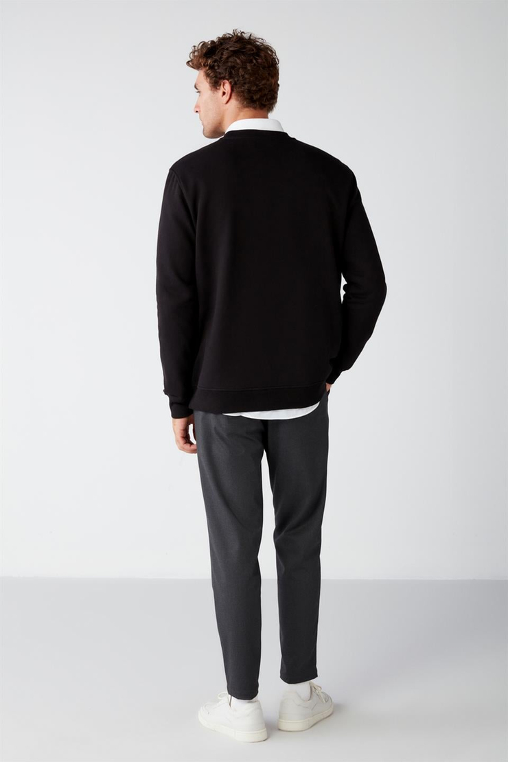 TRAVIS Örme Regular Siyah  Sweatshirt
