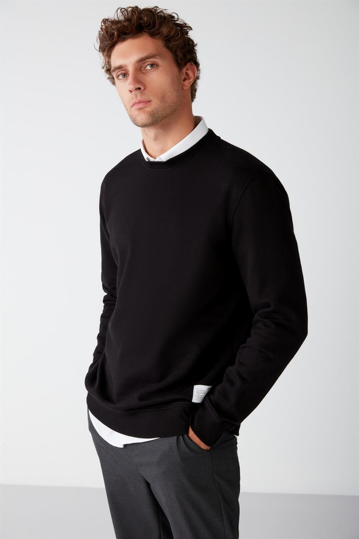 TRAVIS Örme Regular Siyah  Sweatshirt