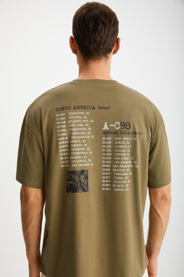 TRENTON Basic Regular Haki Tekli T-Shirt