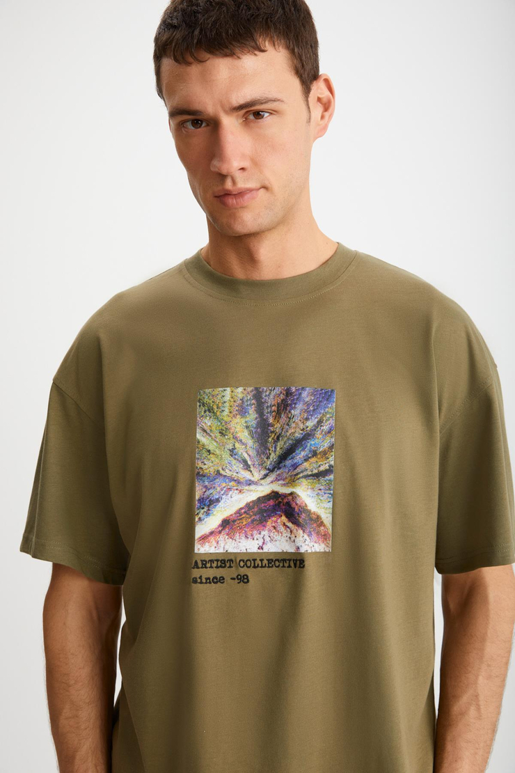 TRENTON Basic Regular Haki Tekli T-Shirt
