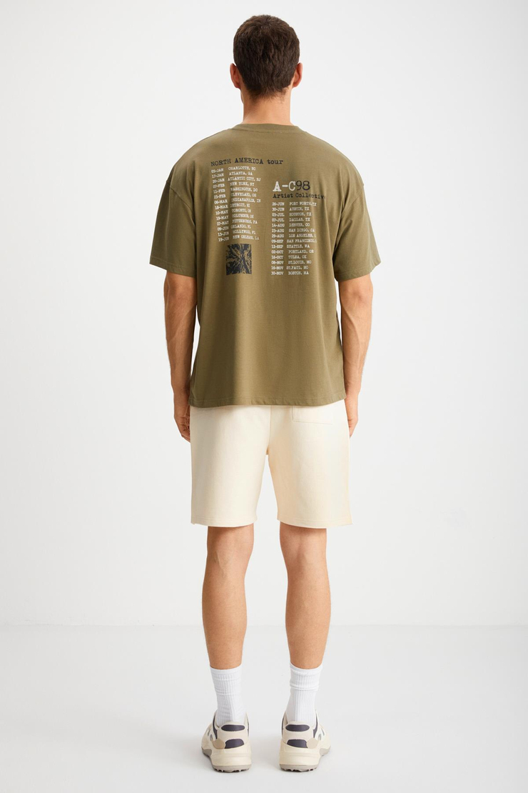 TRENTON Basic Regular Haki Tekli T-Shirt