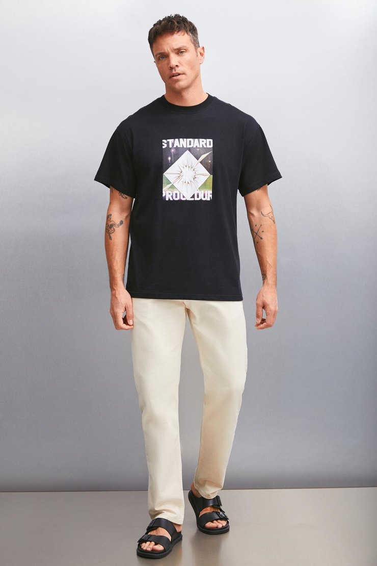 TRENTON Basic Regular Siyah Tekli T-Shirt