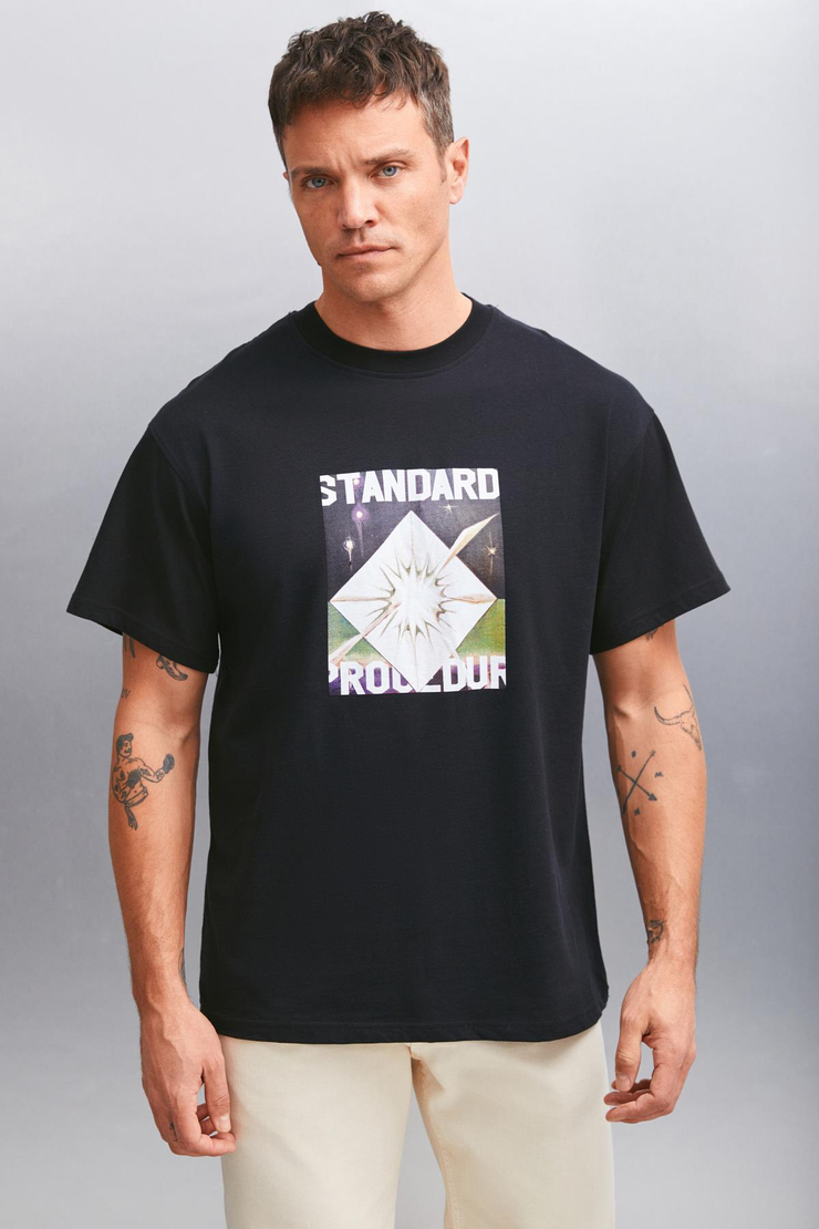 TRENTON Basic Regular Siyah Tekli T-Shirt