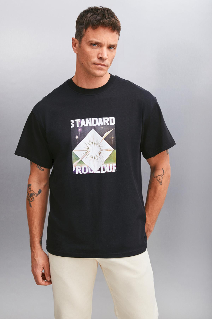 TRENTON Basic Regular Siyah Tekli T-Shirt