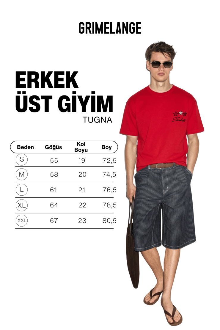 TUGNA Erkek %100 Organik Pamuklu Dünya Kupasına Özel Nakış Detaylı Kırmızı T-Shirt
