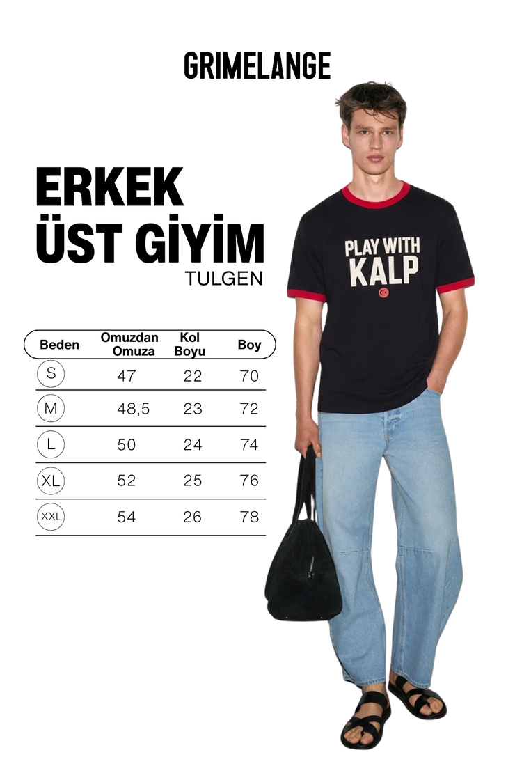 TULGEN Erkek %100 Organik Pamuklu Kontrast Yakalı Dünya Kupasına Özel Baskılı Siyah T-Shirt
