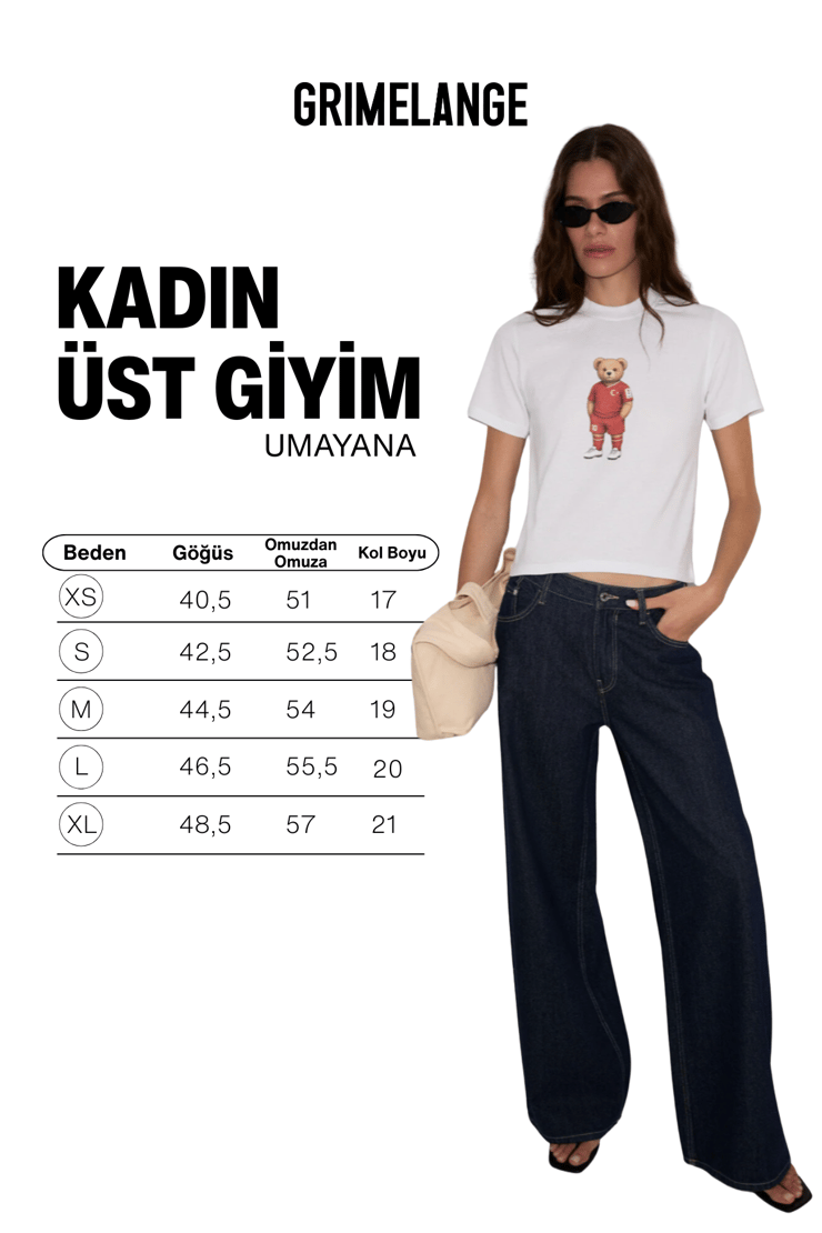 UMAYANA Kadın Yumuşak Ve %100 Organik Pamuklu Dünya Kupasına Özel Baskılı Beyaz T-Shirt