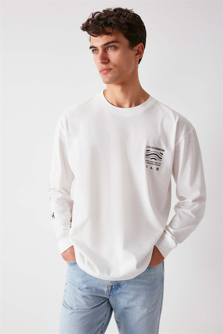 UNCOMMON Örme Ekstra Oversize Beyaz  T-Shirt