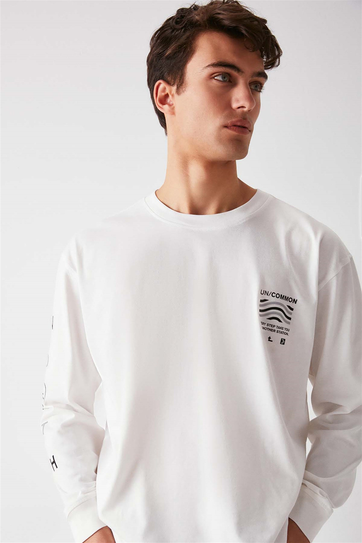 UNCOMMON Örme Ekstra Oversize Beyaz  T-Shirt