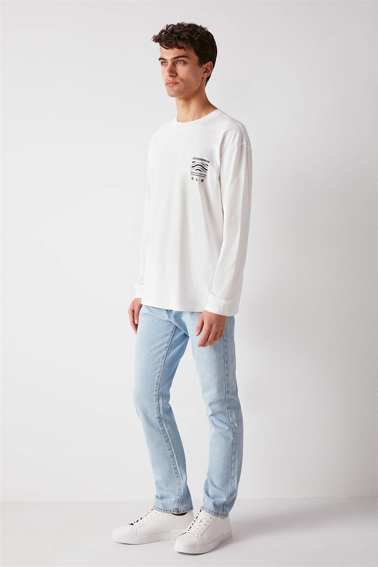 UNCOMMON Örme Ekstra Oversize Beyaz  T-Shirt