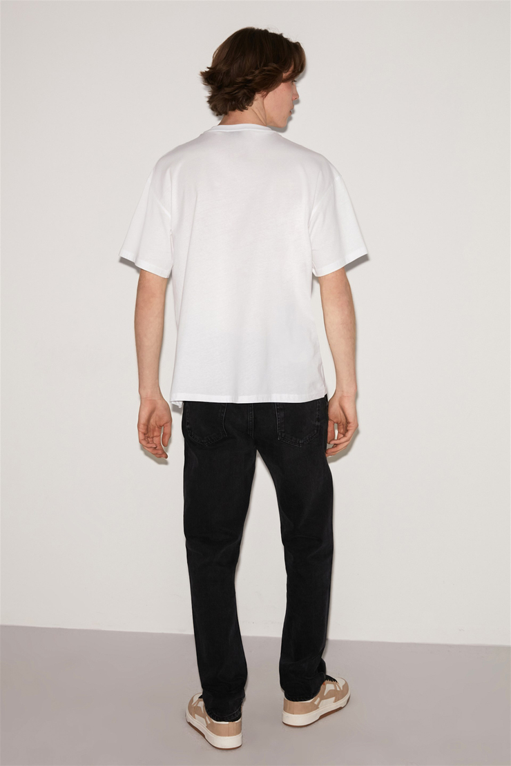 UNCONDITIONAL Erkek Beyaz Baskılı Yuvarlak Yaka Oversize T-Shirt