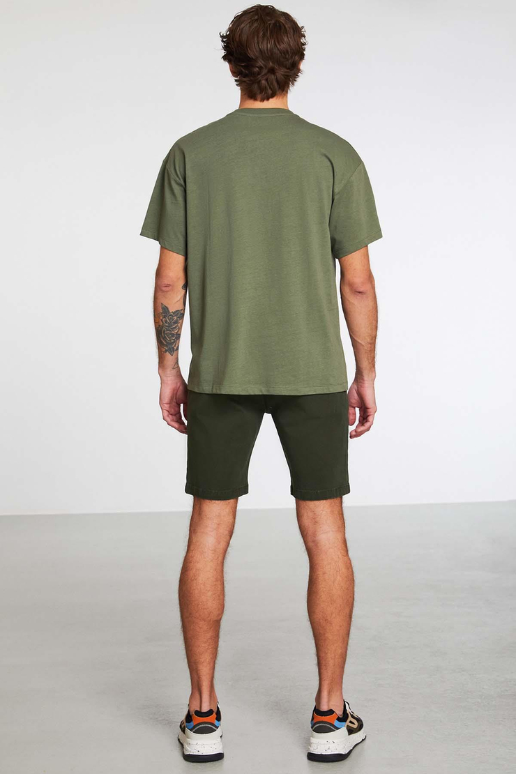 Unexpected Erkek  Oversize Bisiklet Yaka Kısa Kollu Önü Baskılı Geniş Kesim Haki T-Shirt