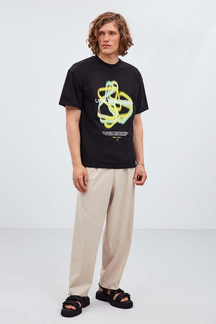Unexplored Relaxed Oversize Siyah T-Shirt