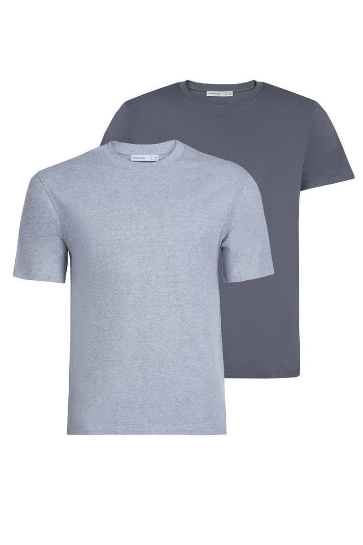 UTAH Örme Dar - Slim Gri - Grimelanj 2'lü T-Shirt