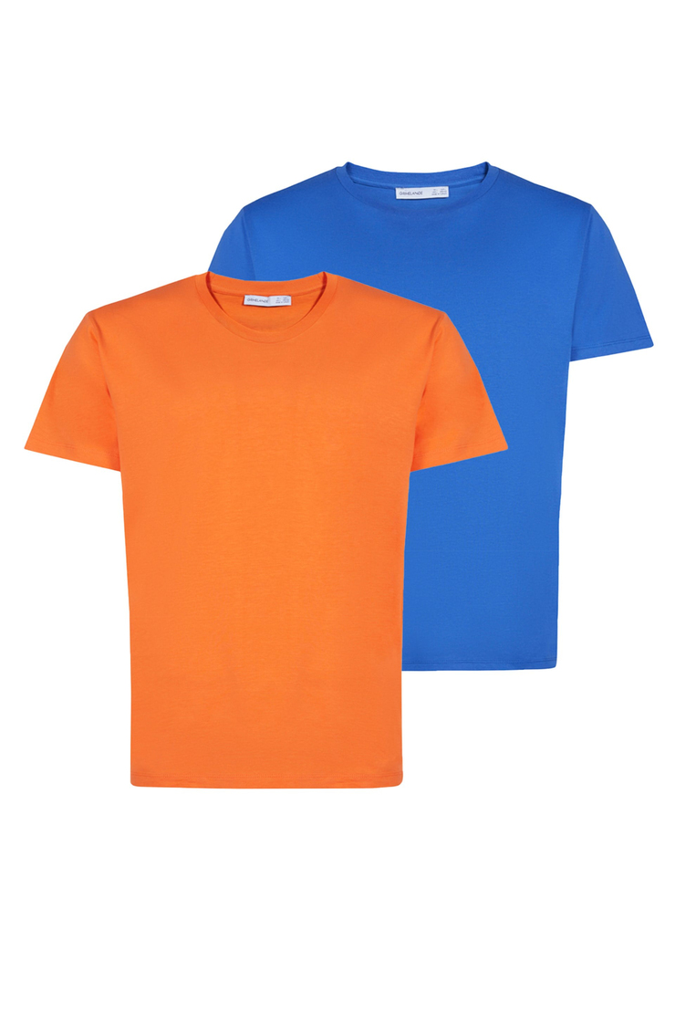 UTAH Örme Dar - Slim Mavi - Turuncu 2'lü T-Shirt