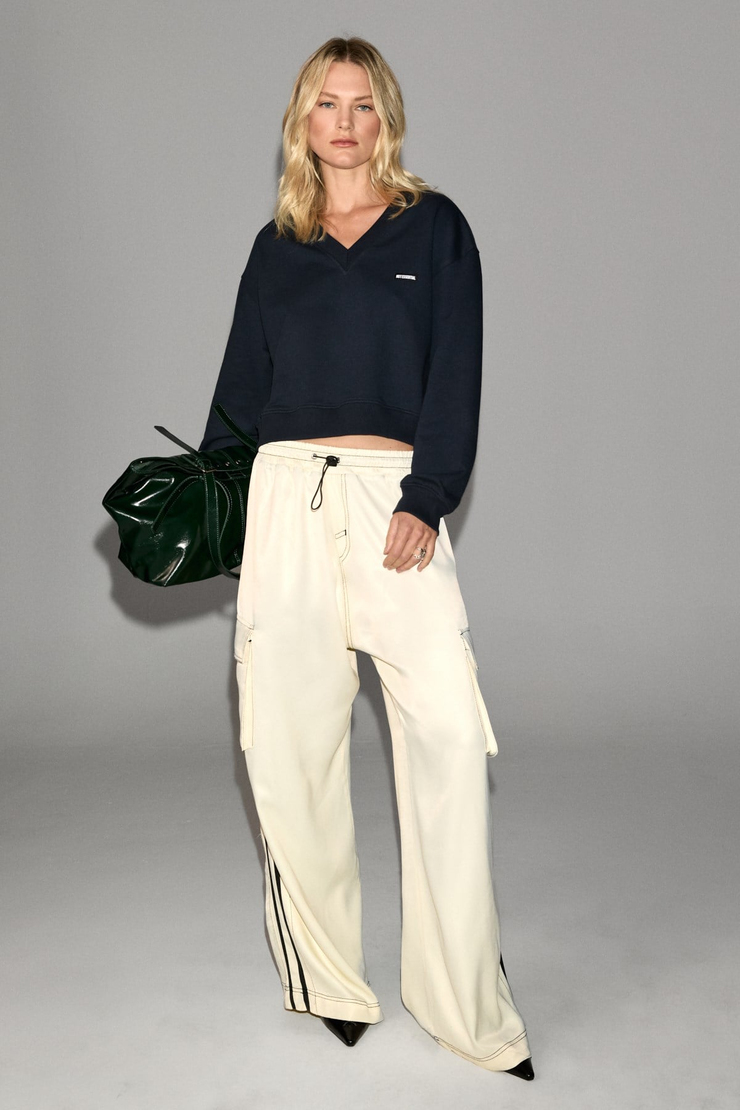 VALENNE Kadın  V Yaka Etiket Detaylı  Regular Lacivert Sweatshirt