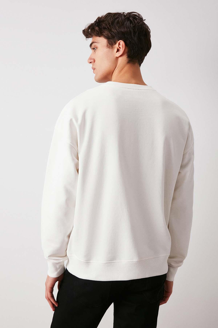 Varsıty Oversize Ekru Sweatshirt