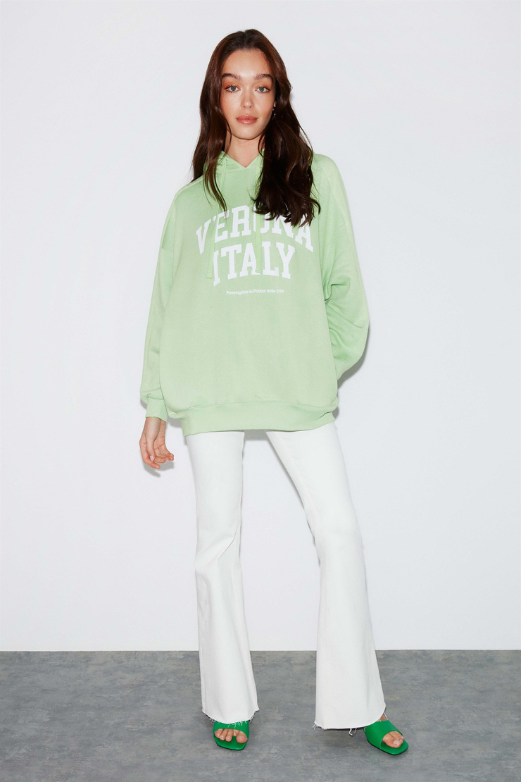 VERONA Örme Oversize Yeşil  Sweatshirt