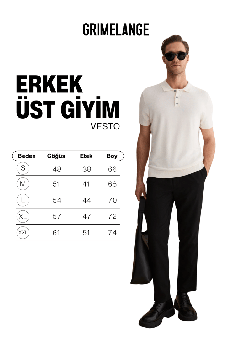 VESTO Erkek Triko Ekru Polo Yaka T-shirt