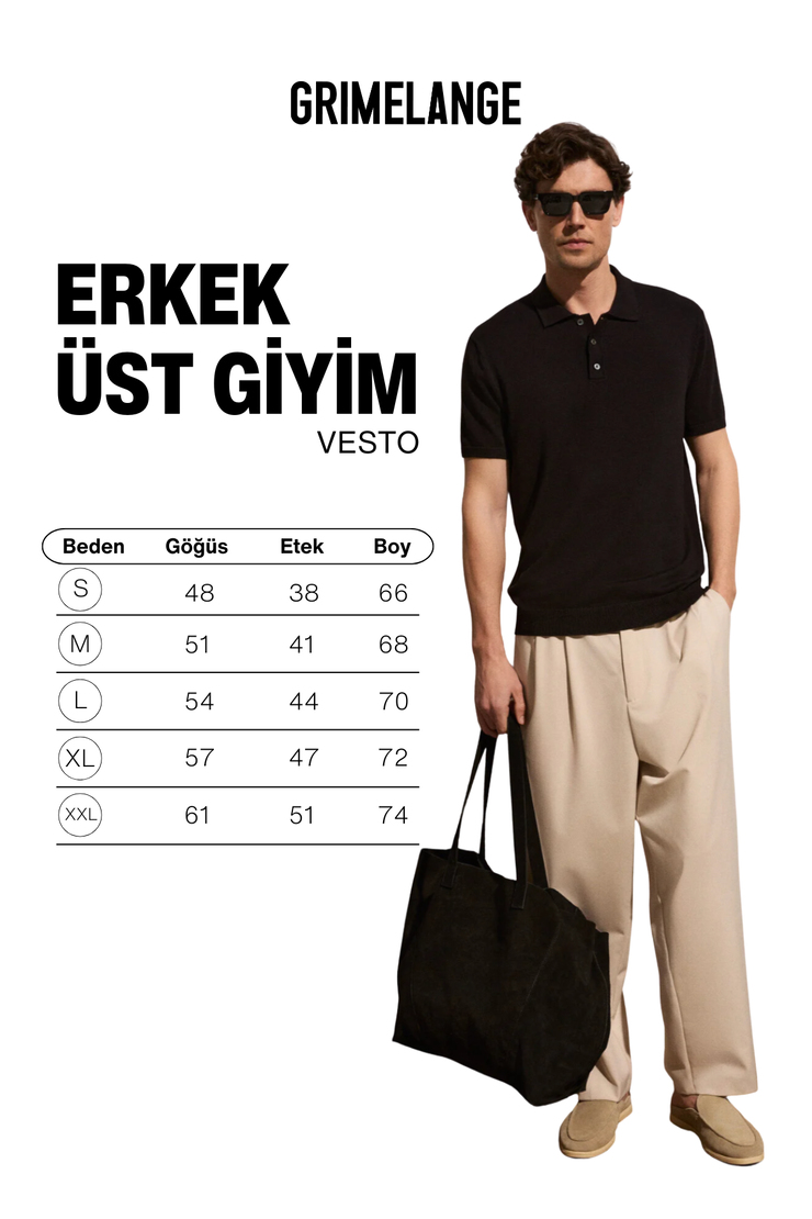 VESTO Erkek Triko Siyah Polo Yaka T-shirt