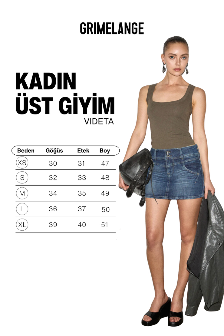 VIDETA Kadın Yumuşak Ve Esnek Kumaşlı Organik Pamuklu Oyuk Yakalı Kahverengi Atlet