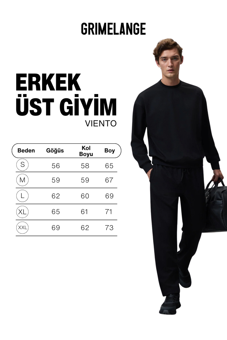 VIENTO Erkek Bisiklet Yaka Uzun Kollu Regular Fit Siyah Sweatshirt