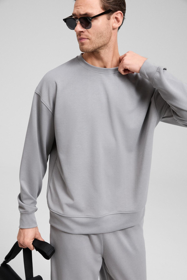 VIENTO Erkek Bisiklet Yaka Uzun Kollu Regular Fit Gri Sweatshirt