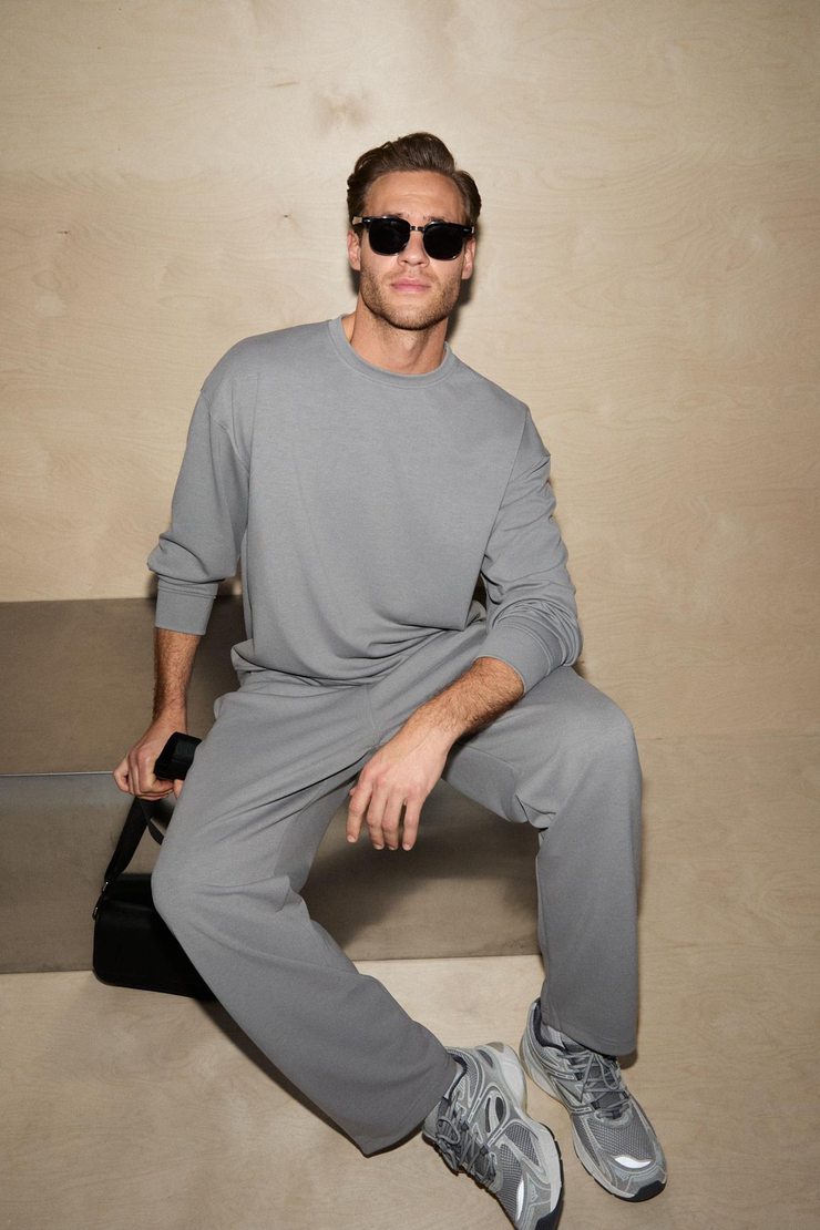 VIENTO Erkek Bisiklet Yaka Uzun Kollu Regular Fit Gri Sweatshirt