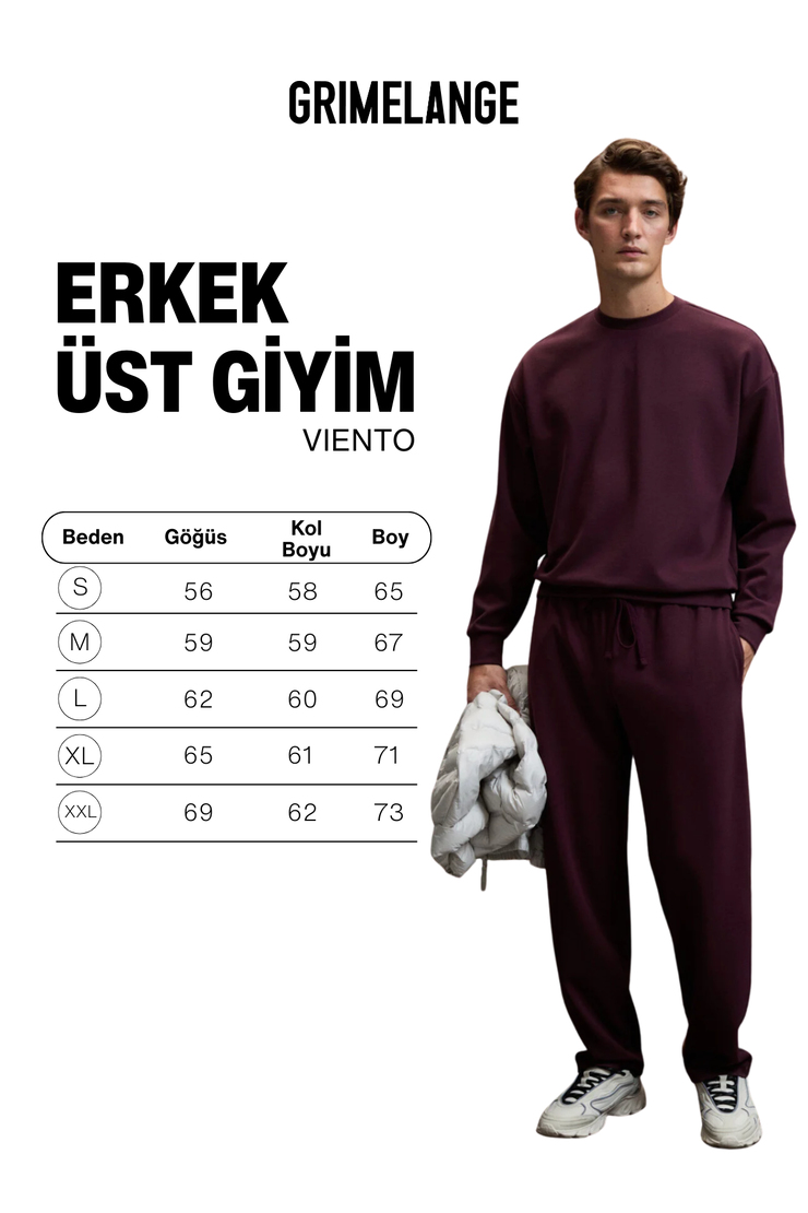 VIENTO Erkek Bisiklet Yaka Uzun Kollu Regular Fit Bordo Sweatshirt