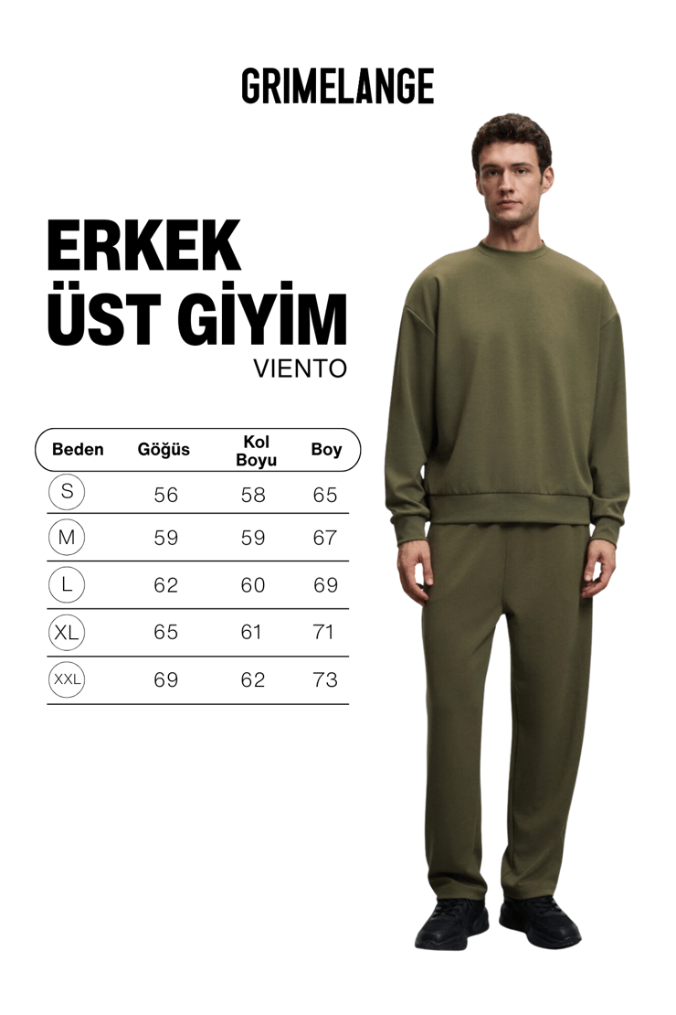 VIENTO Erkek Bisiklet Yaka Uzun Kollu Regular Fit Haki Sweatshirt
