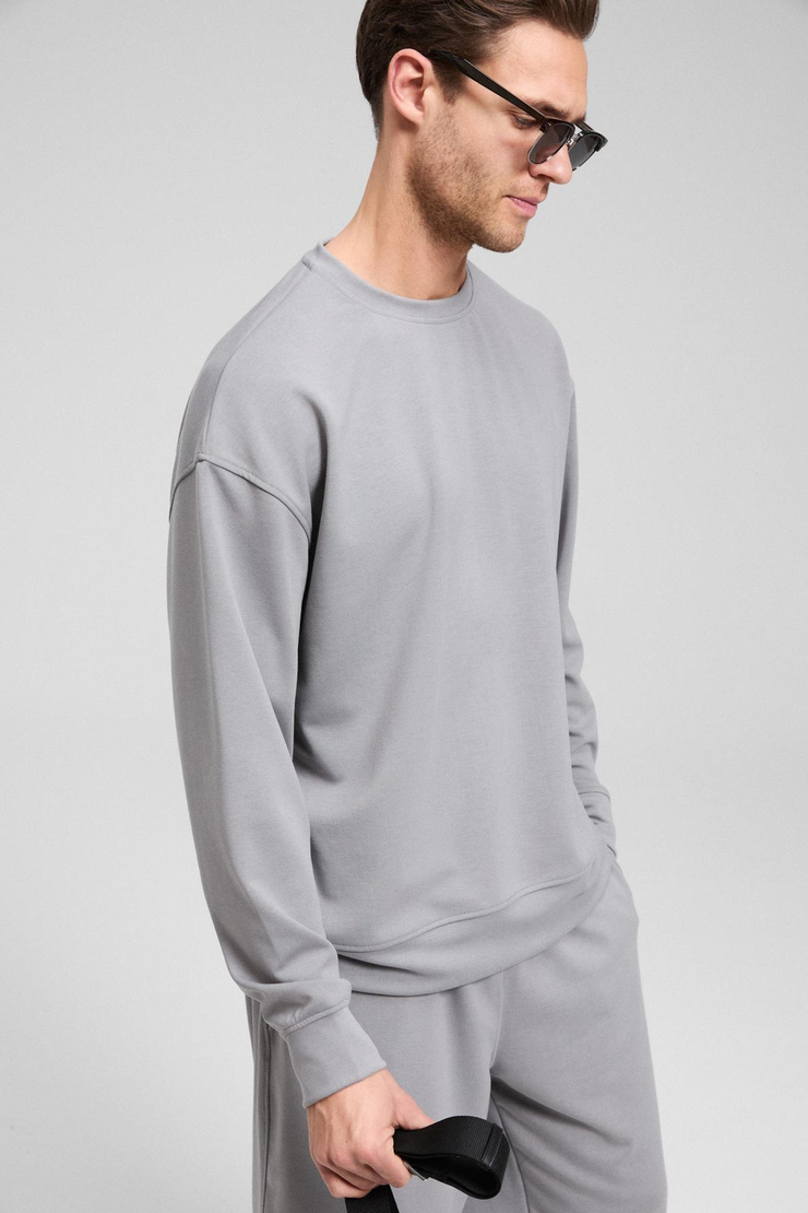 VIENTO Erkek Bisiklet Yaka Uzun Kollu Regular Fit Gri Sweatshirt