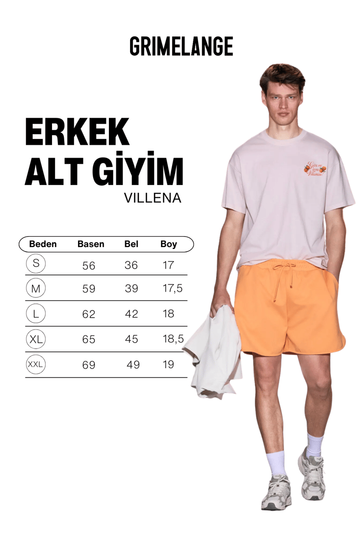 VILLENA Erkek Esnek Kumaşlı Beli Lastikli Kordonlu Turuncu Şort