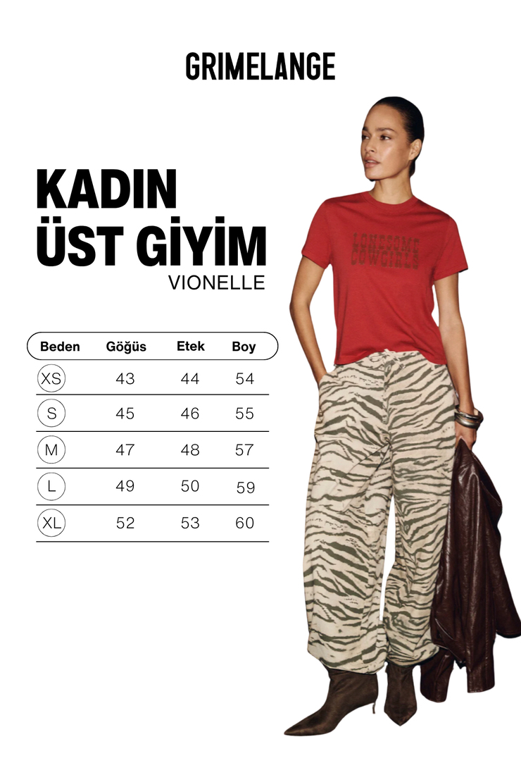 VIONELE Kadın Organik Pamuklu Kısa Kollu Ve Baskılı Bordo T-Shirt