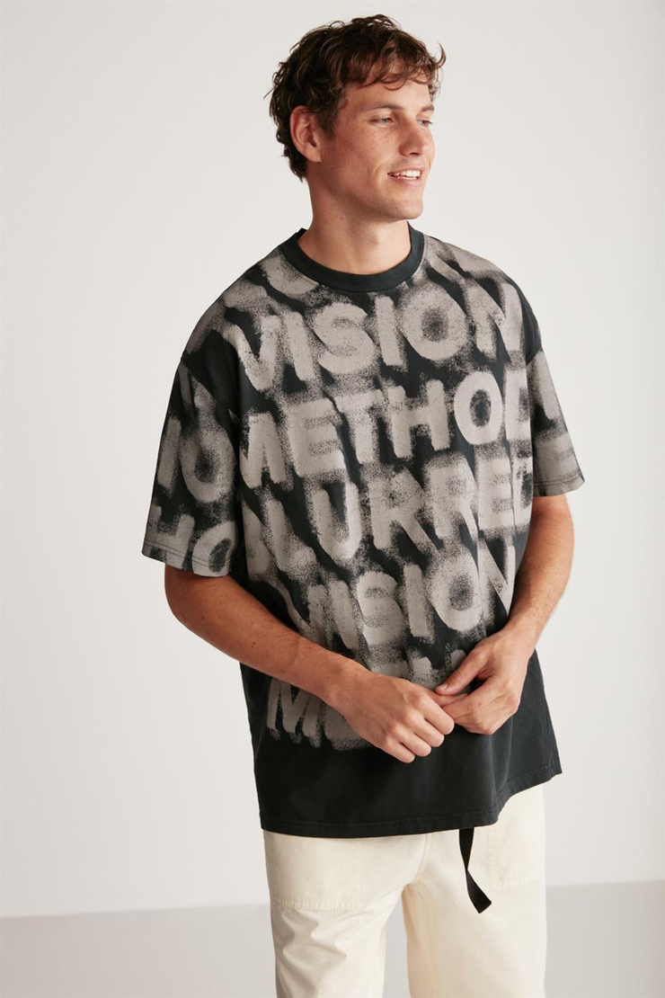 VISION Örme Oversize Antrasit Tekli T-Shirt