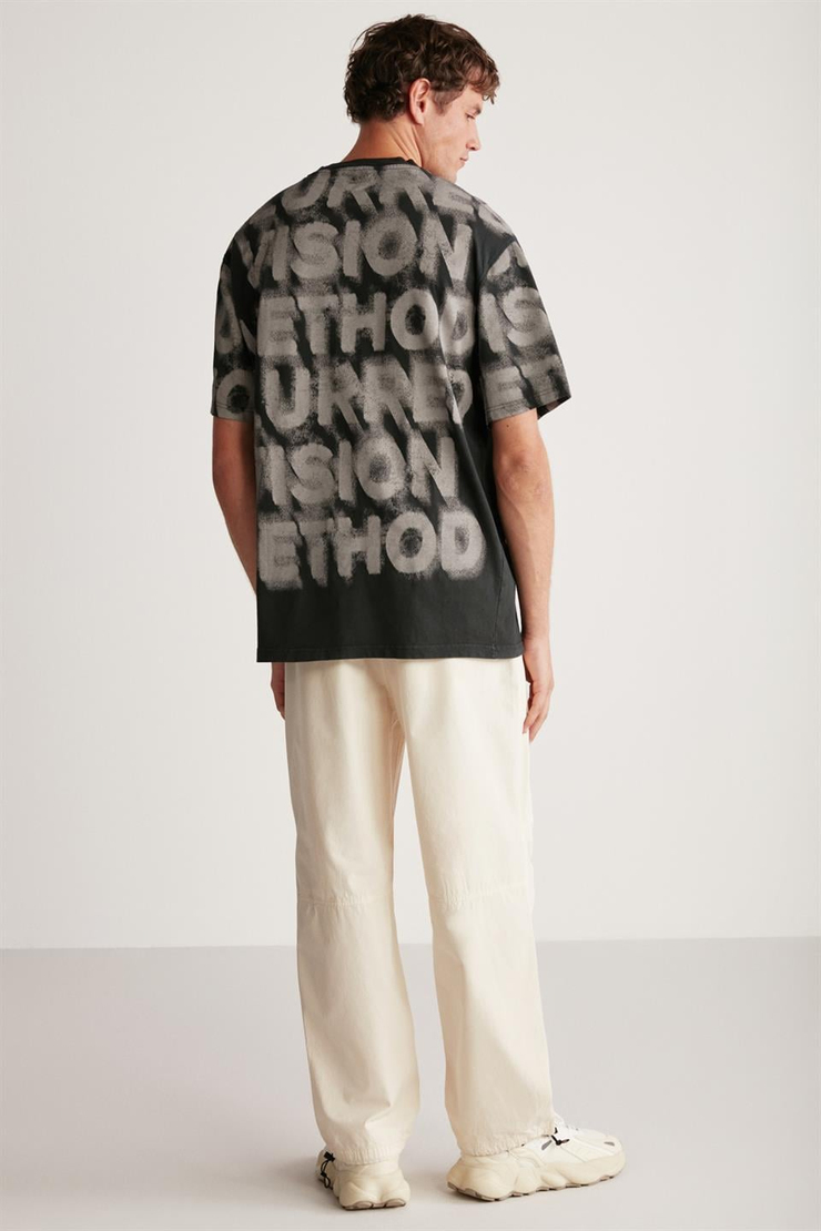 VISION Örme Oversize Antrasit Tekli T-Shirt