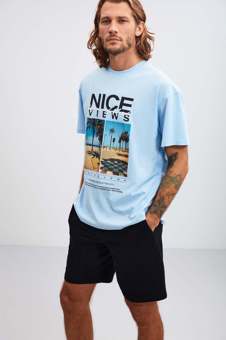 Vista Relaxed Oversize Mavi T-Shirt