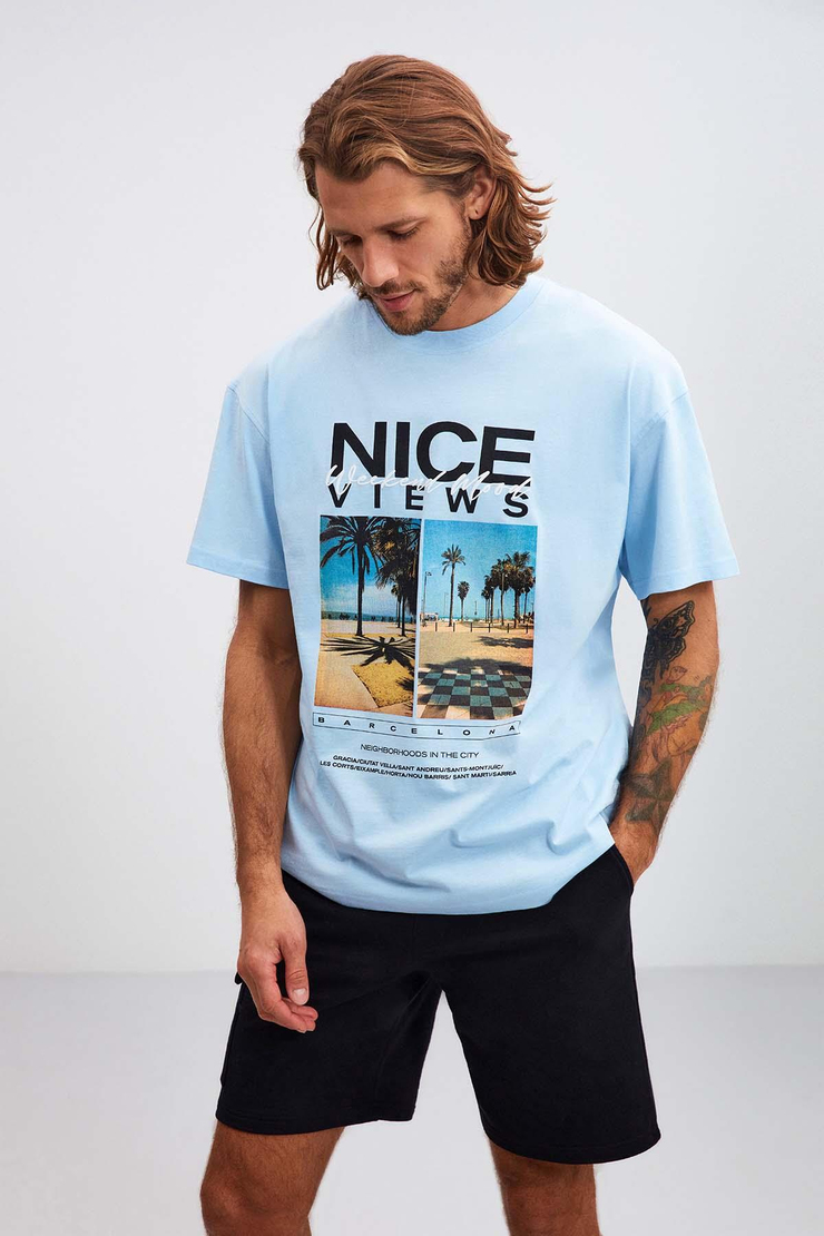 Vista Relaxed Oversize Mavi T-Shirt