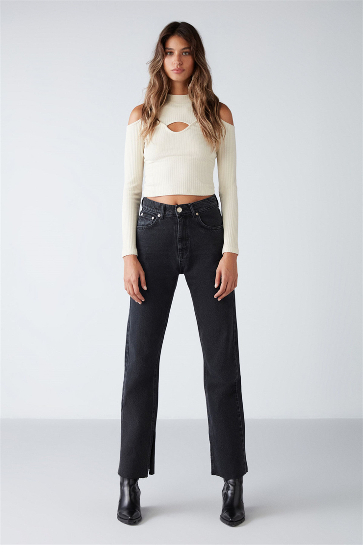 VITTORIA Örme Slim Fit Ekru  Bluz