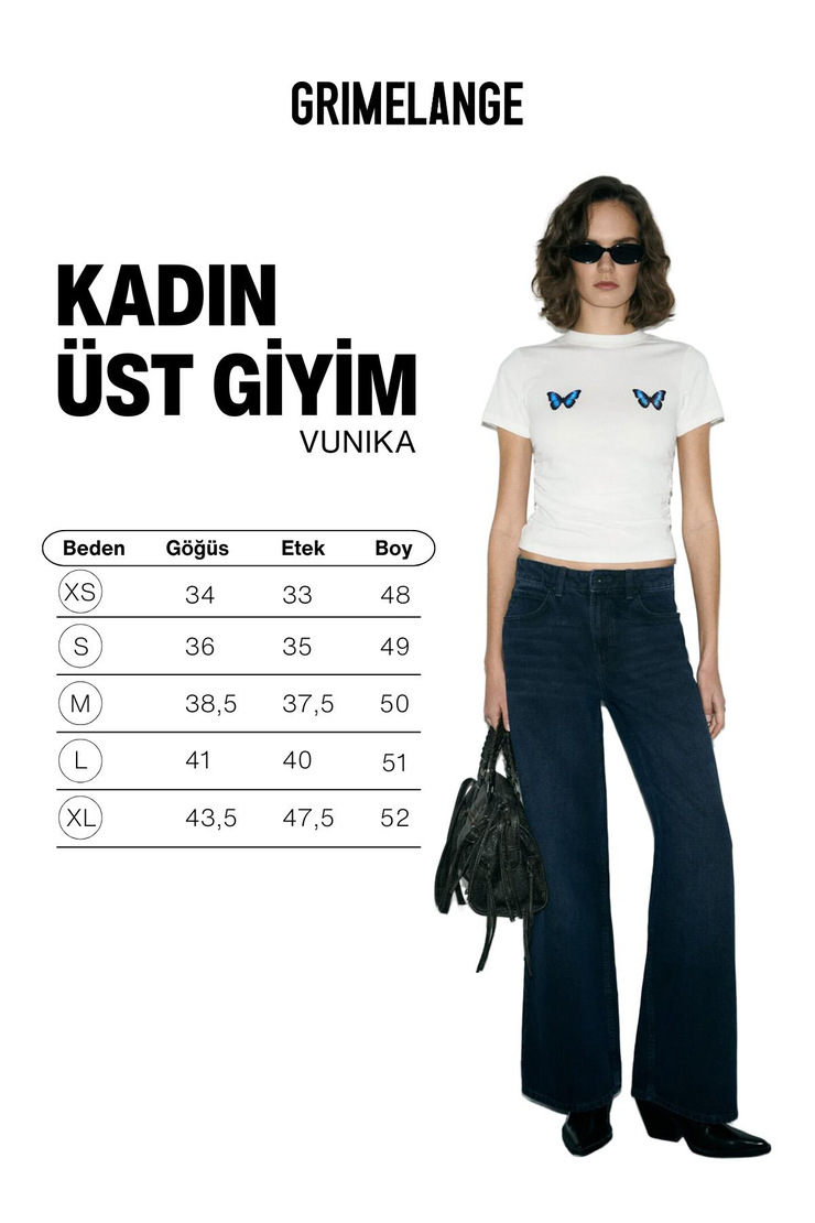 VUNIKA Kadın Yumuşak Kumaşlı Baskı Detaylı Slim Fit Beyaz T-Shirt