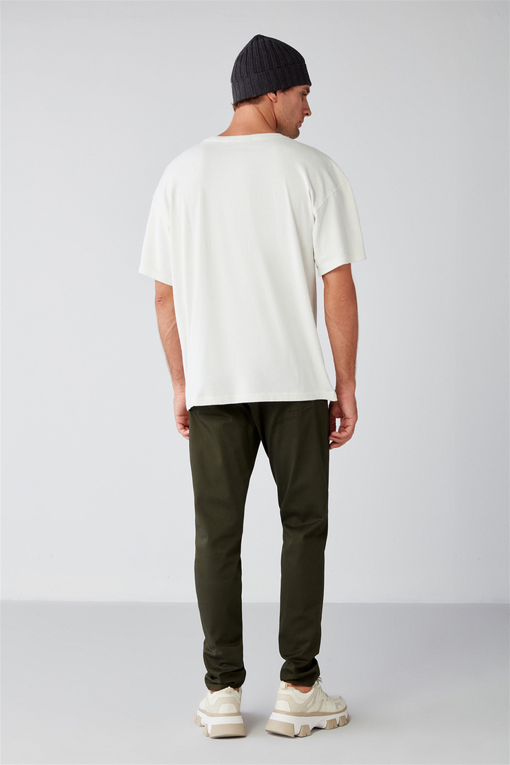 WASHED Örme Oversize Beyaz  T-Shirt