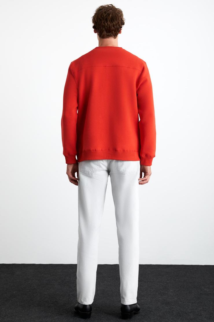 WENDEL Erkek Pamuklu Yuvarlak Yaka Kırmızı Sweatshirt