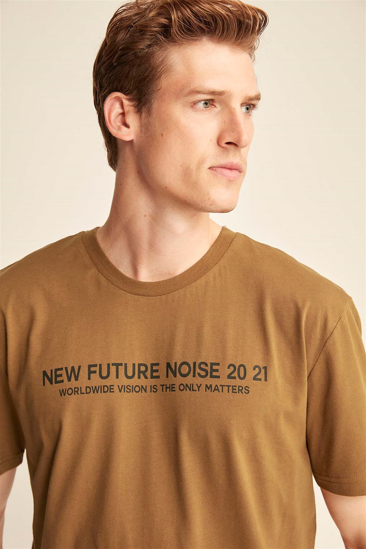 WESLEY Örme Oversize Kahverengi  T-Shirt
