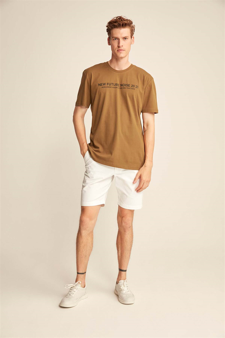 WESLEY Örme Oversize Kahverengi  T-Shirt
